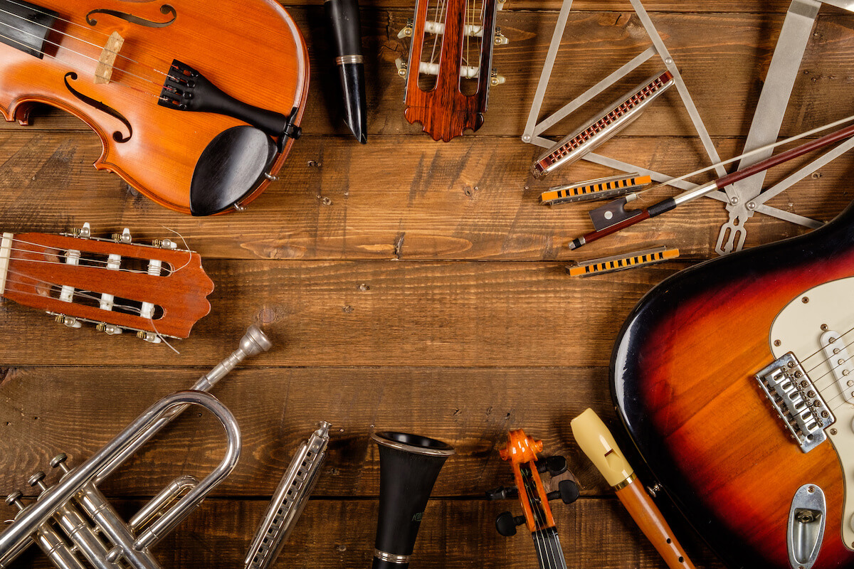 background of musical instruments
